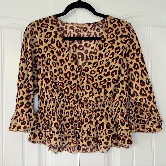 Scotch & Soda Tops - Scotch and Soda Aloha Hula Top Size Small Leopard Blouse Peplum